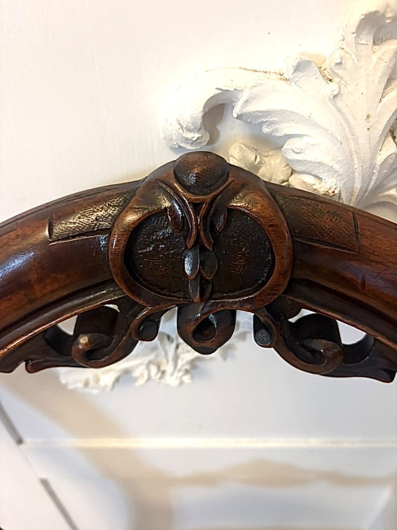 Antique Set of 4 Victorian Carved Walnut Dining Chairs - Image 17