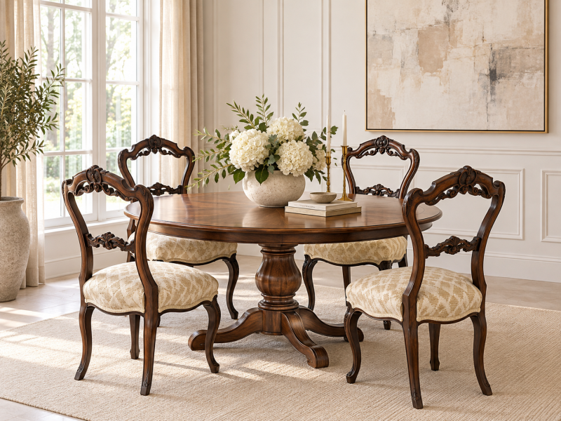 Antique Set of 4 Victorian Carved Walnut Dining Chairs - Image 2