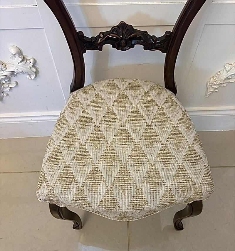 Antique Set of 4 Victorian Carved Walnut Dining Chairs - Image 7