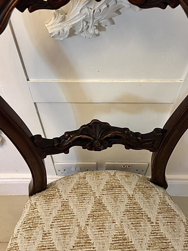 Antique Set of 4 Victorian Carved Walnut Dining Chairs - Image 13