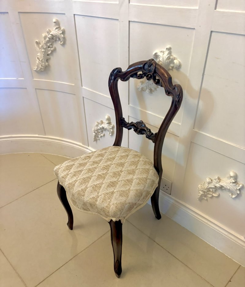 Antique Set of 4 Victorian Carved Walnut Dining Chairs - Image 9