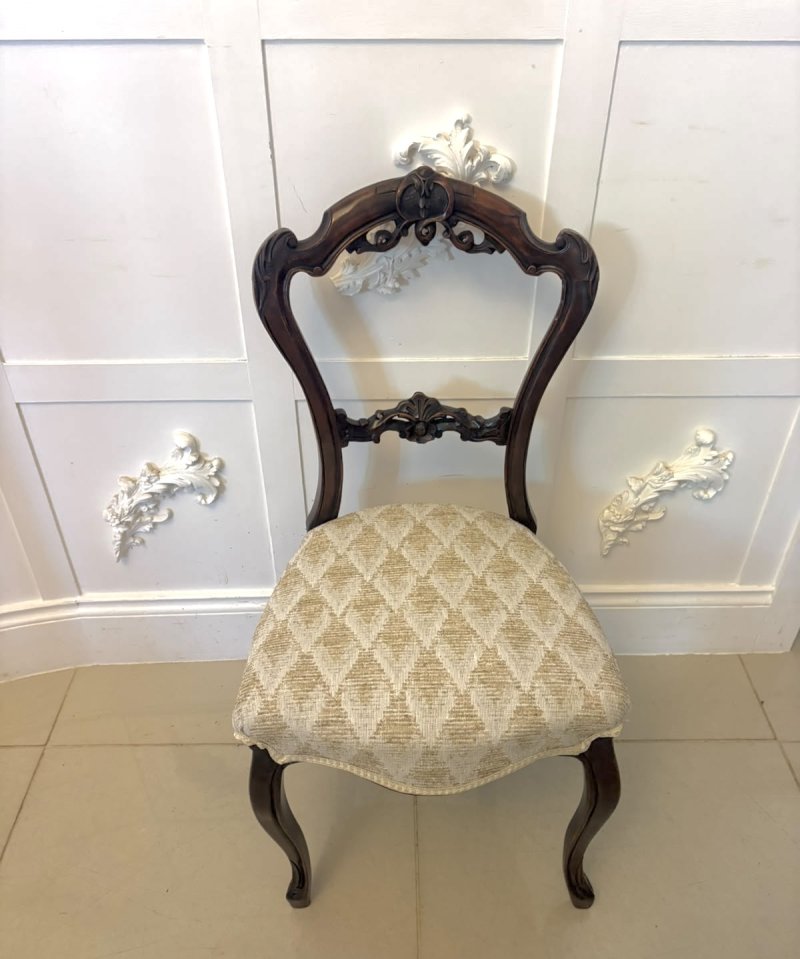 Antique Set of 4 Victorian Carved Walnut Dining Chairs - Image 10