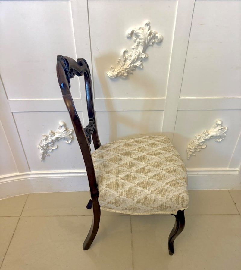 Antique Set of 4 Victorian Carved Walnut Dining Chairs - Image 8