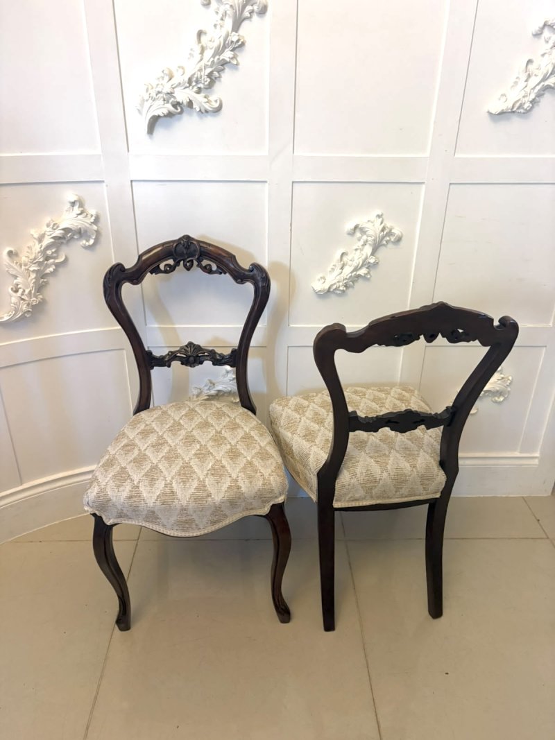 Antique Set of 4 Victorian Carved Walnut Dining Chairs - Image 6
