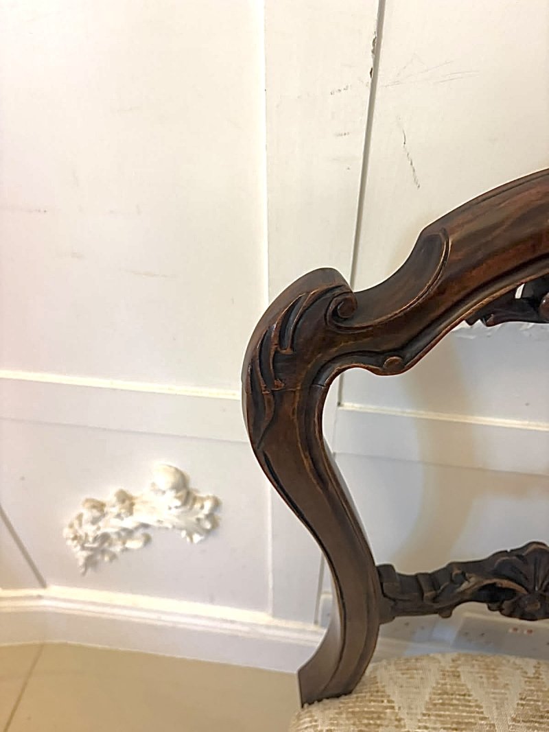 Antique Set of 4 Victorian Carved Walnut Dining Chairs - Image 16