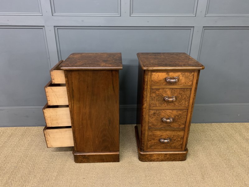 Pair of Victorian Burr Walnut Bedside Chests - Image 7