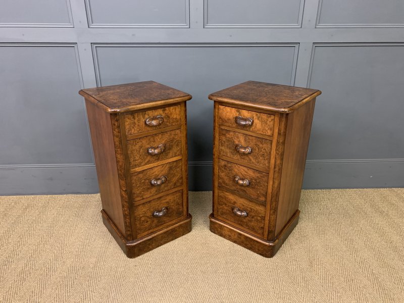 Pair of Victorian Burr Walnut Bedside Chests - Image 10