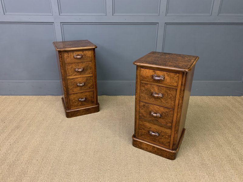 Pair of Victorian Burr Walnut Bedside Chests - Image 3