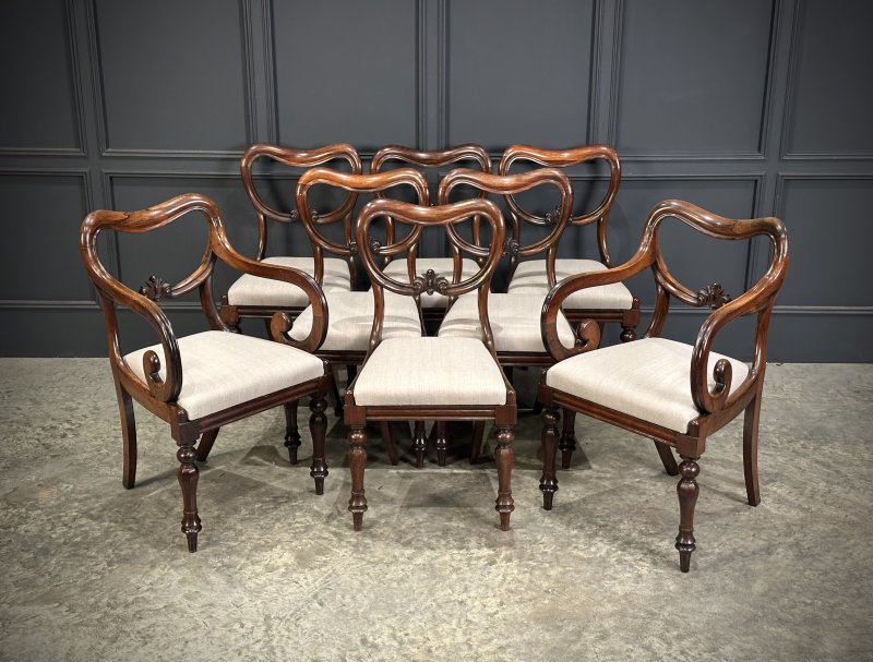 Set of Eight Rosewood Dining Chairs