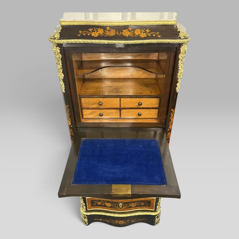 Pair of Napoleon III Serpentine Kingwood, Tulipwood & Marquetry Secretaire Chest - Image 8