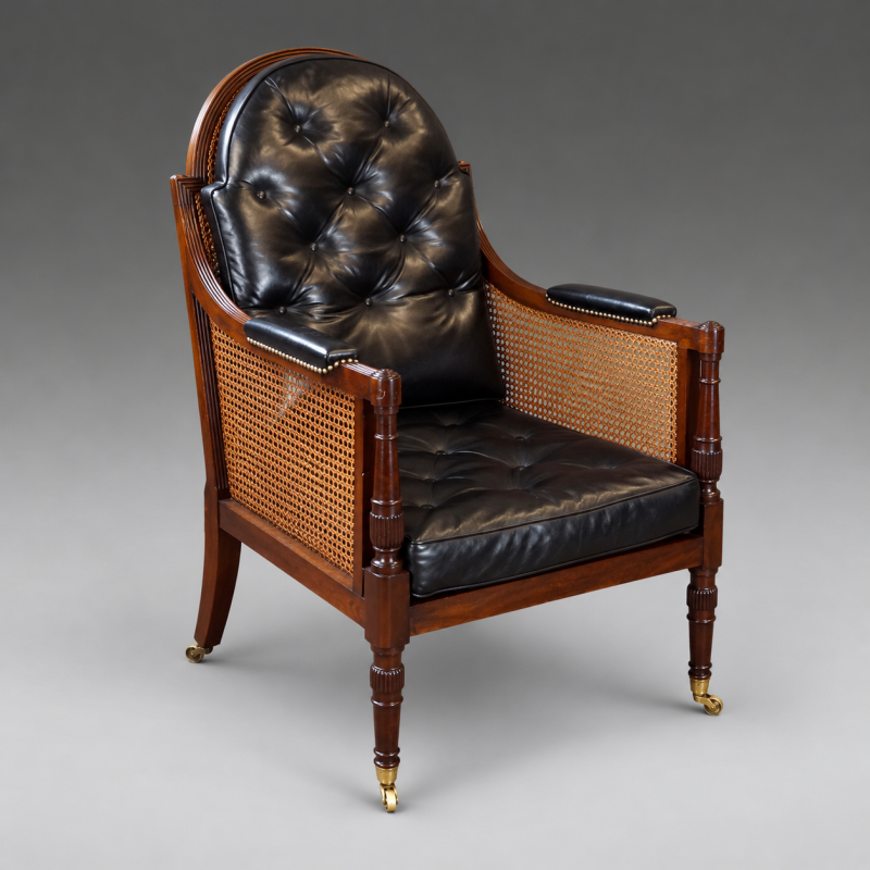 An Unusual Regency Mahogany Bergere Chair - Image 5