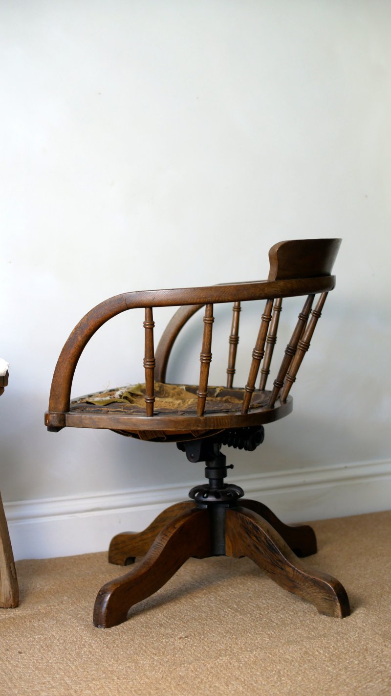 Late Victorian Early Edwardian Office Captains Desk Chair - Image 6