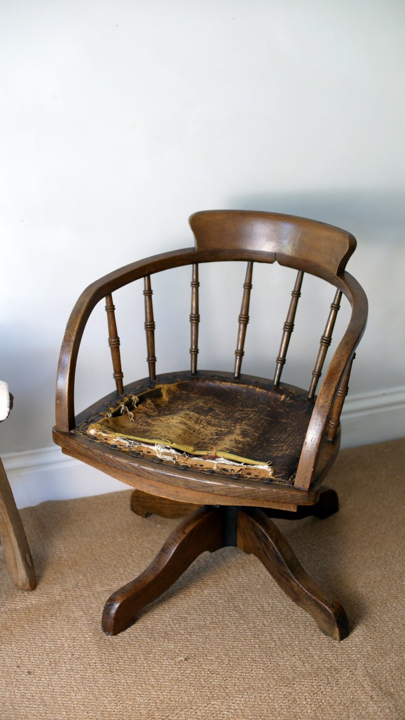 Late Victorian Early Edwardian Office Captains Desk Chair - Image 5