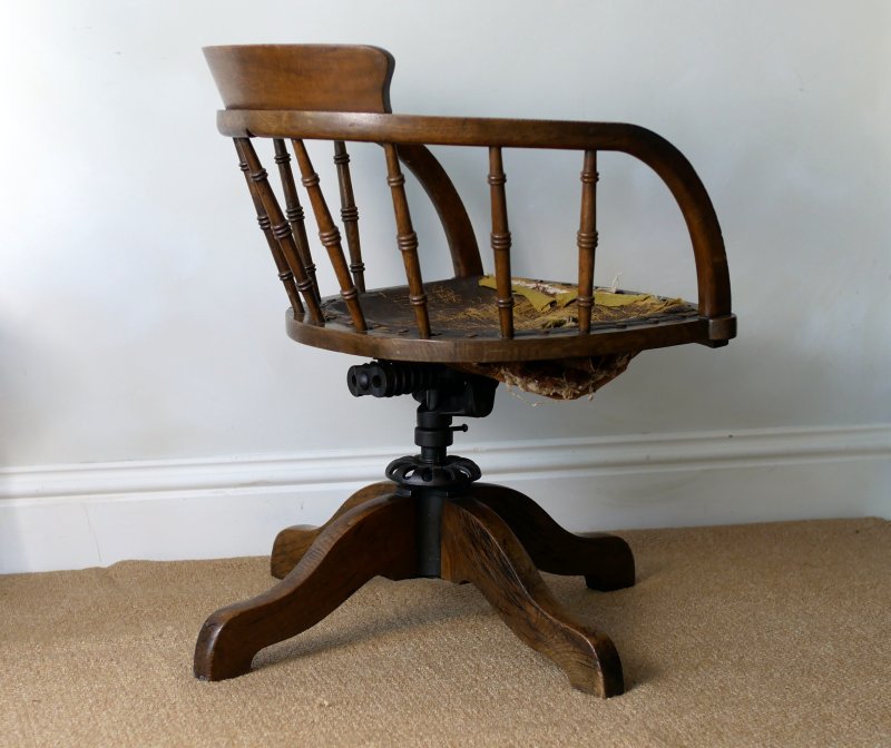 Late Victorian Early Edwardian Office Captains Desk Chair - Image 3