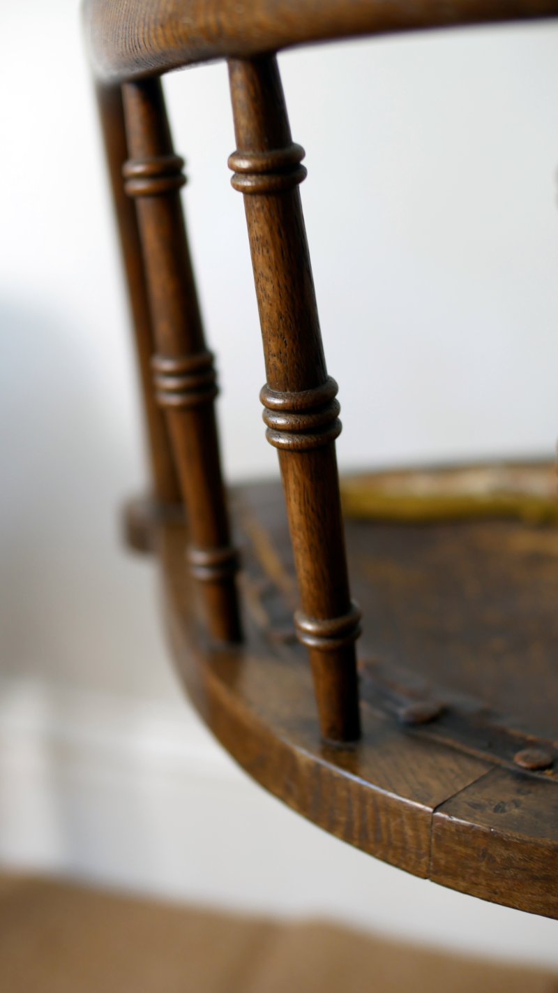 Late Victorian Early Edwardian Office Captains Desk Chair - Image 7