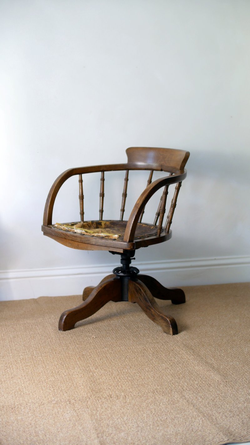 Late Victorian Early Edwardian Office Captains Desk Chair - Image 16