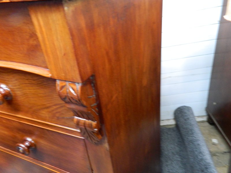 Antique Victorian Scottish Mahogany Chest of Drawers, 19th Century Serpentine Scotch Dresser. - Image 17