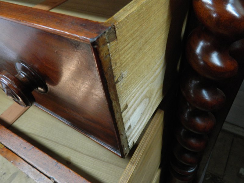 Victorian Scottish Flame Mahogany Chest of Drawers | 19th Century Scotch Chest with Barley Twist Columns | Antique Bedroom Dresser Tallboy - Image 14