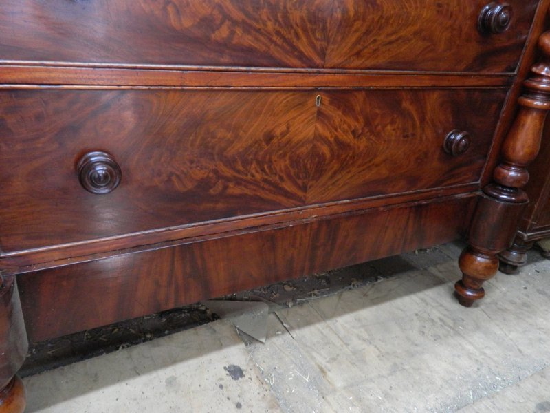 Victorian Scottish Flame Mahogany Chest of Drawers | 19th Century Scotch Chest with Barley Twist Columns | Antique Bedroom Dresser Tallboy - Image 18