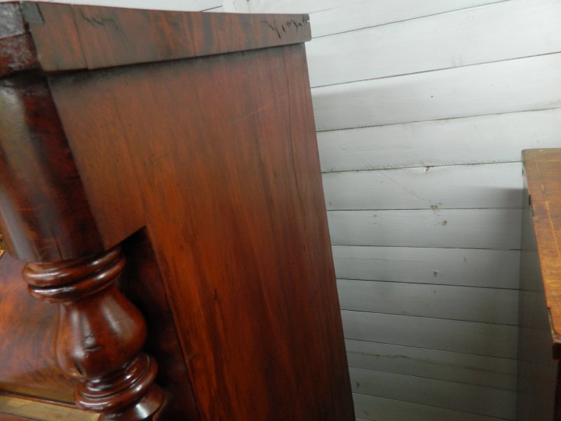 Victorian Scottish Flame Mahogany Chest of Drawers | 19th Century Scotch Chest with Barley Twist Columns | Antique Bedroom Dresser Tallboy - Image 25