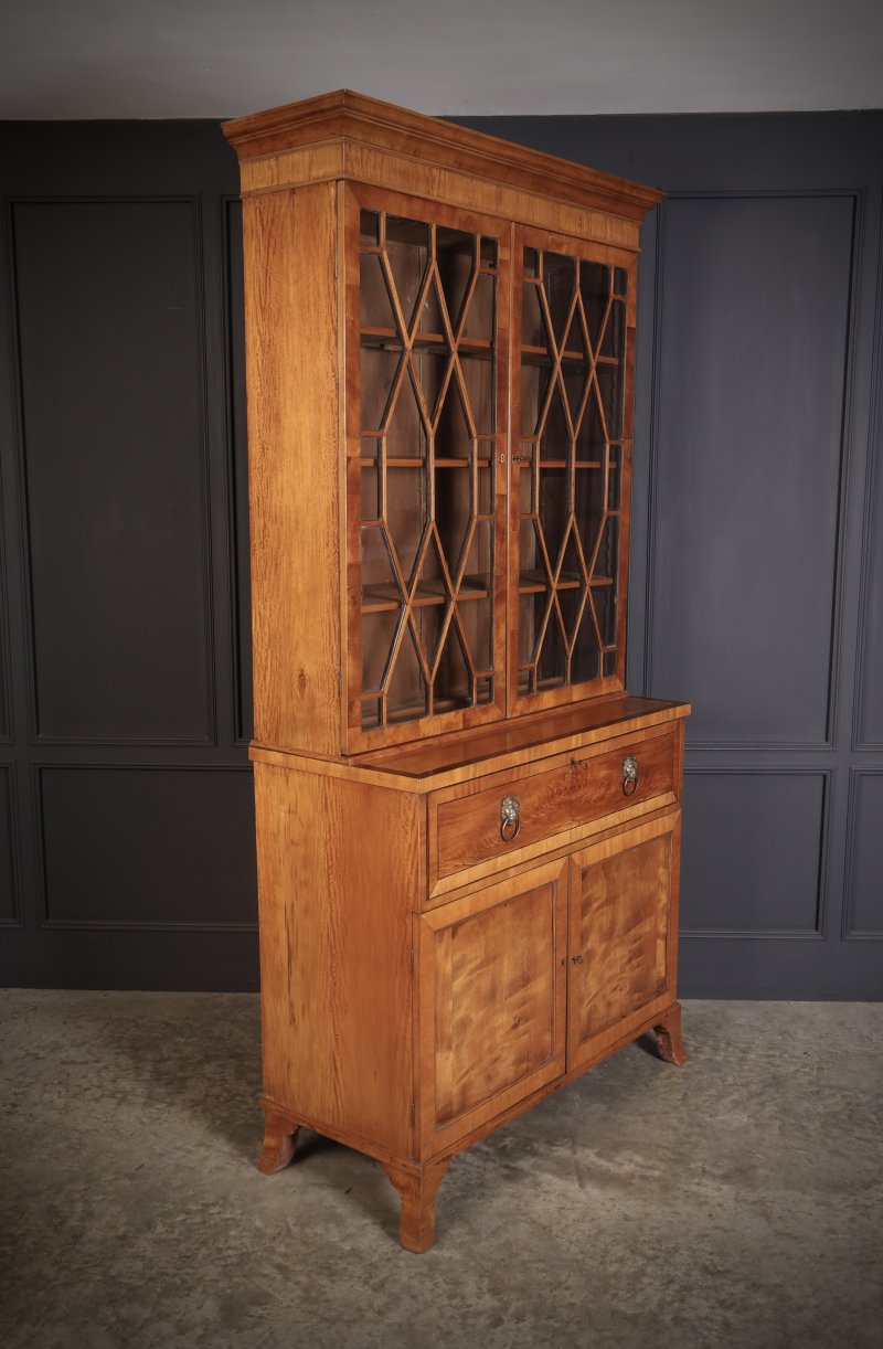 Georgian Satinwood Glazed Secretaire Bookcase - Image 3