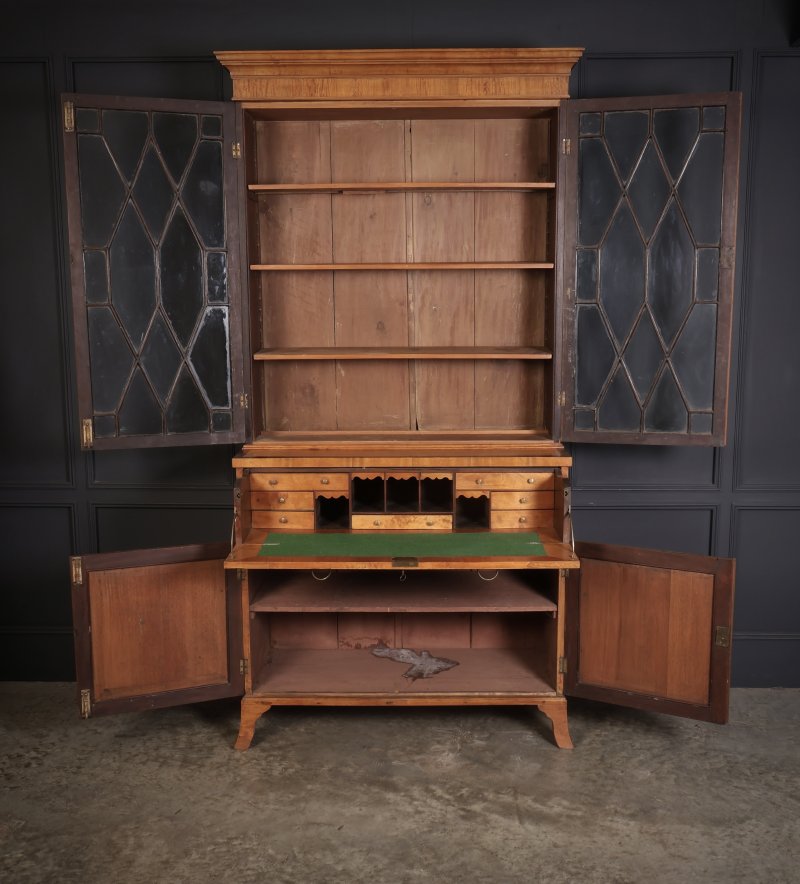 Georgian Satinwood Glazed Secretaire Bookcase - Image 2