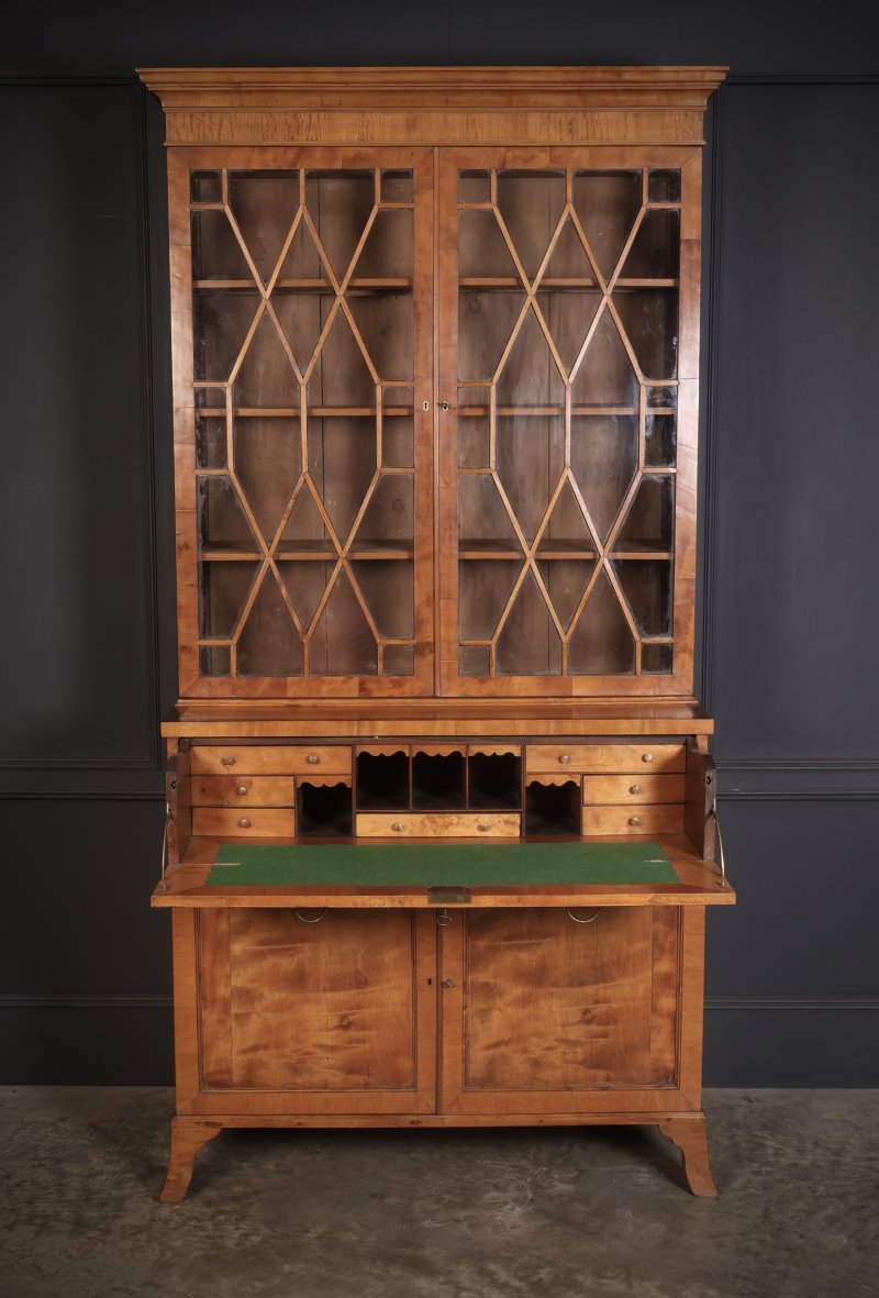 Georgian Satinwood Glazed Secretaire Bookcase - Image 6