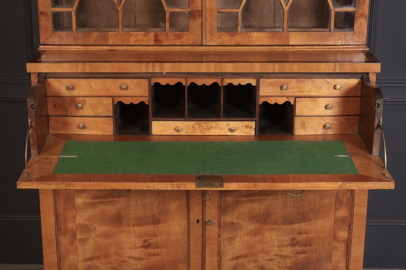 Georgian Satinwood Glazed Secretaire Bookcase - Image 11