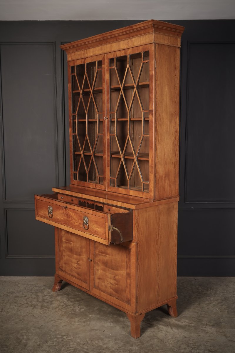 Georgian Satinwood Glazed Secretaire Bookcase - Image 8