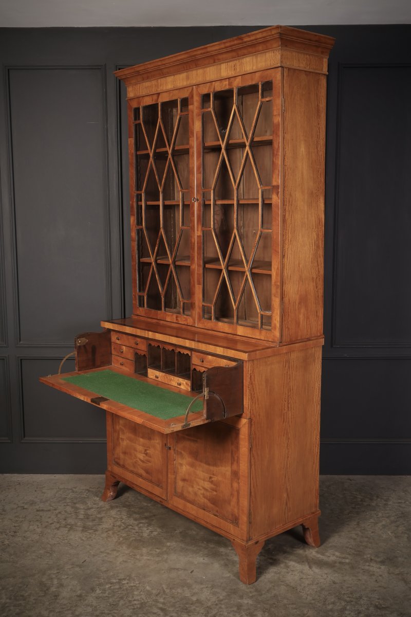 Georgian Satinwood Glazed Secretaire Bookcase - Image 9