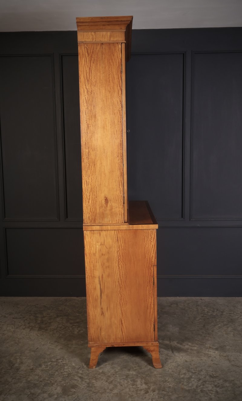 Georgian Satinwood Glazed Secretaire Bookcase - Image 5
