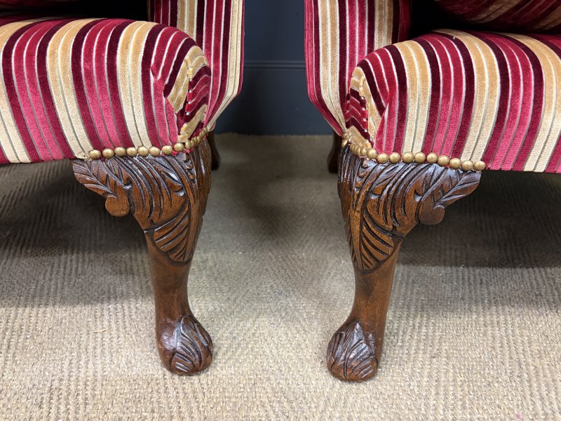 Pair of Upholstered Wing Armchairs - Image 7