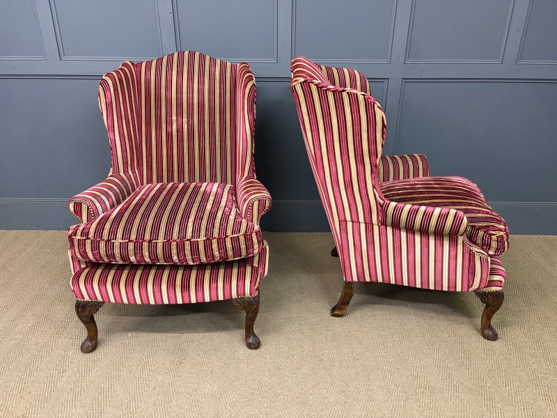 Pair of Upholstered Wing Armchairs - Image 12
