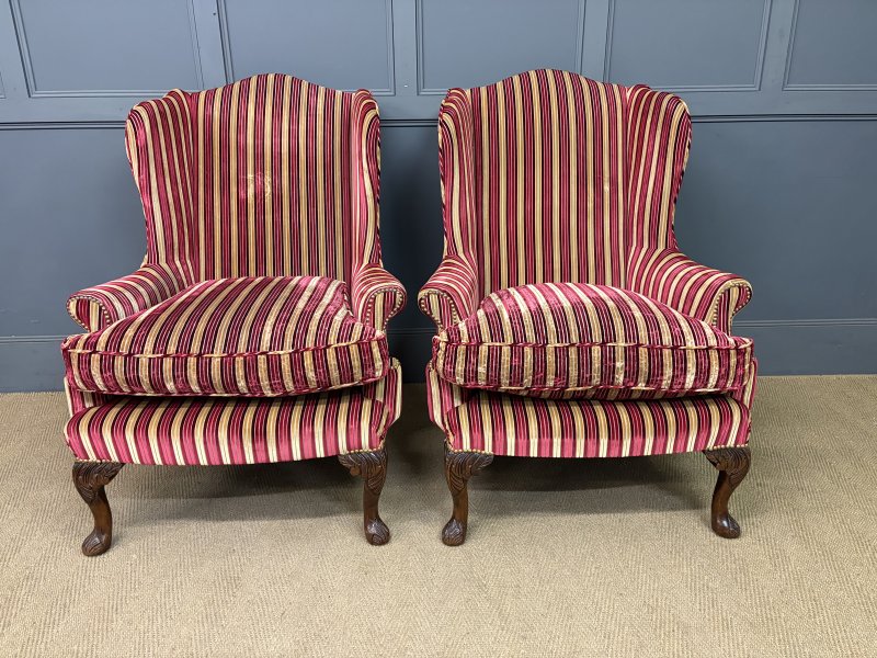 Pair of Upholstered Wing Armchairs - Image 13