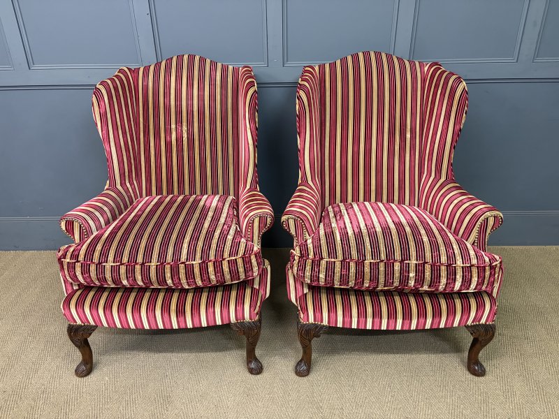 Pair of Upholstered Wing Armchairs - Image 14