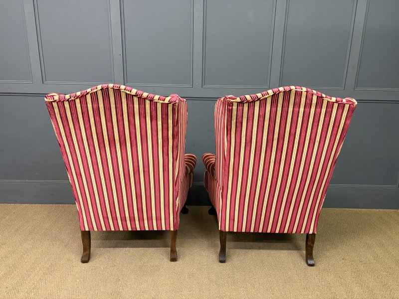 Pair of Upholstered Wing Armchairs - Image 4