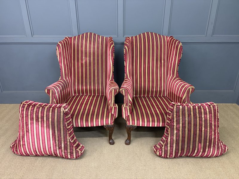 Pair of Upholstered Wing Armchairs - Image 6