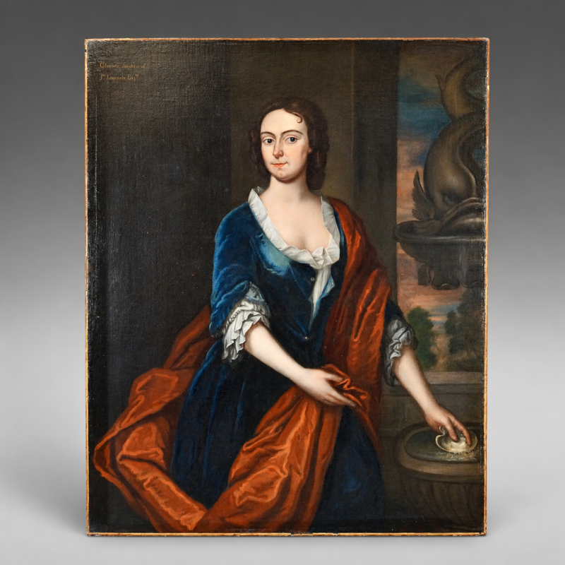 A Large 18Thc Portrait Of A Lady