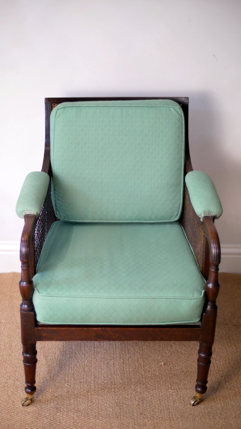Fine Georgian Caned Library Bergère Chair - Image 11