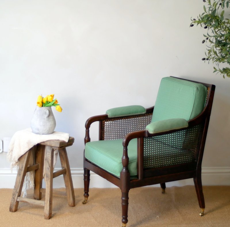 Fine Georgian Caned Library Bergère Chair - Image 12