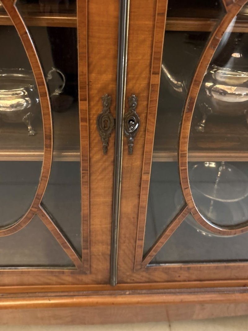 Rare Antique Georgian Sheraton Satinwood Marquetry Inlaid Display Cabinet - Image 9
