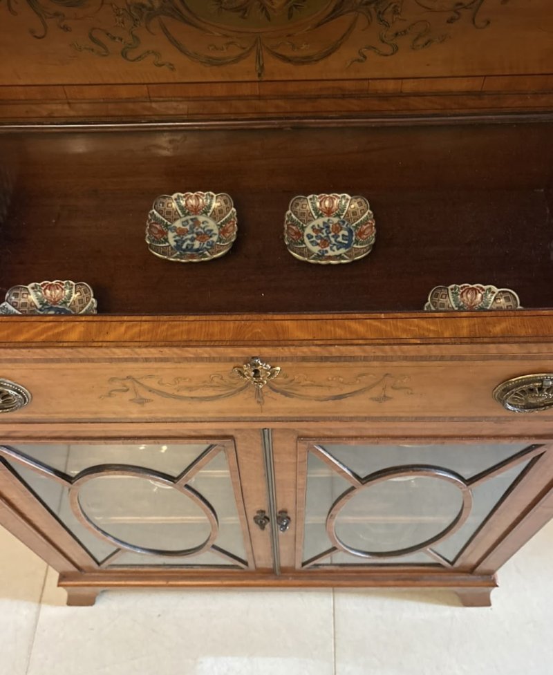 Rare Antique Georgian Sheraton Satinwood Marquetry Inlaid Display Cabinet - Image 11