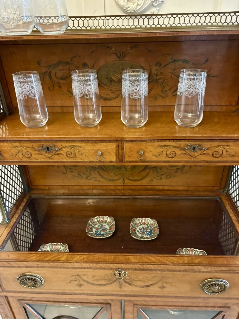 Rare Antique Georgian Sheraton Satinwood Marquetry Inlaid Display Cabinet - Image 20