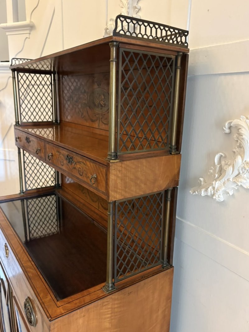 Rare Antique Georgian Sheraton Satinwood Marquetry Inlaid Display Cabinet - Image 10