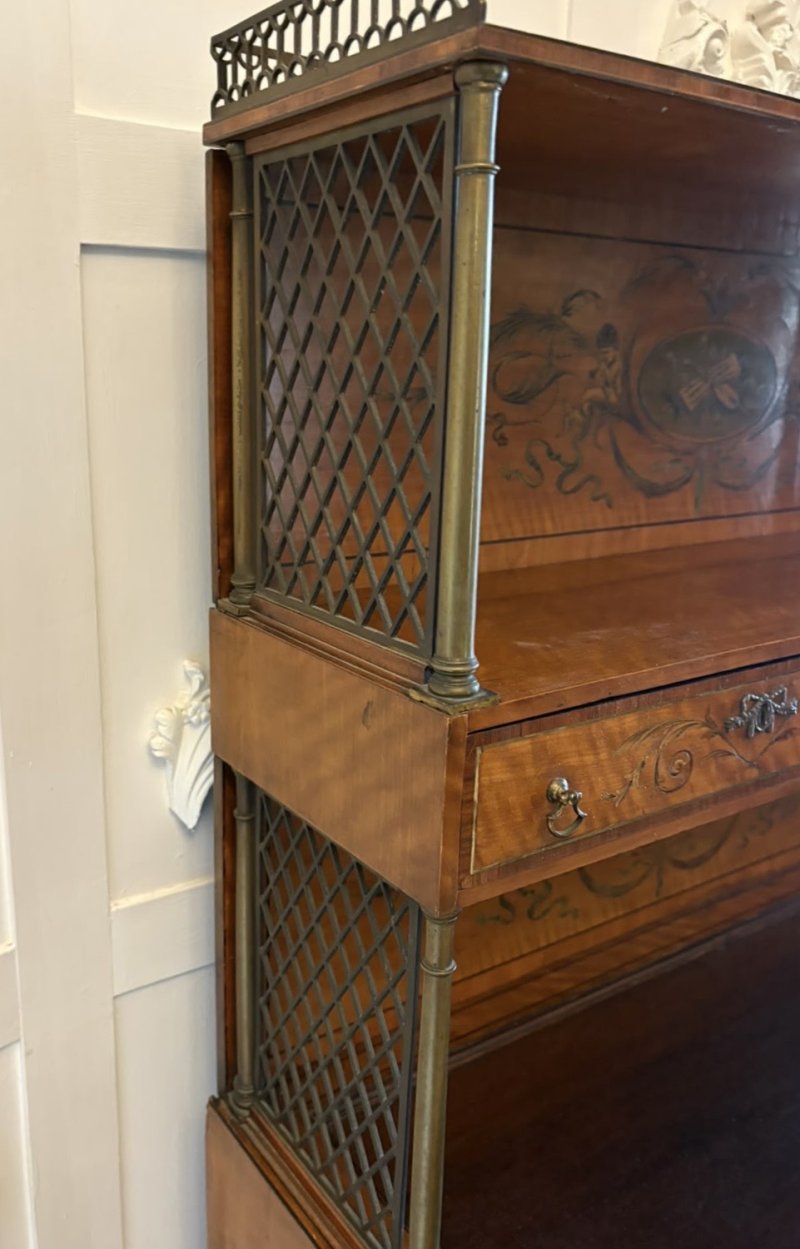 Rare Antique Georgian Sheraton Satinwood Marquetry Inlaid Display Cabinet - Image 12