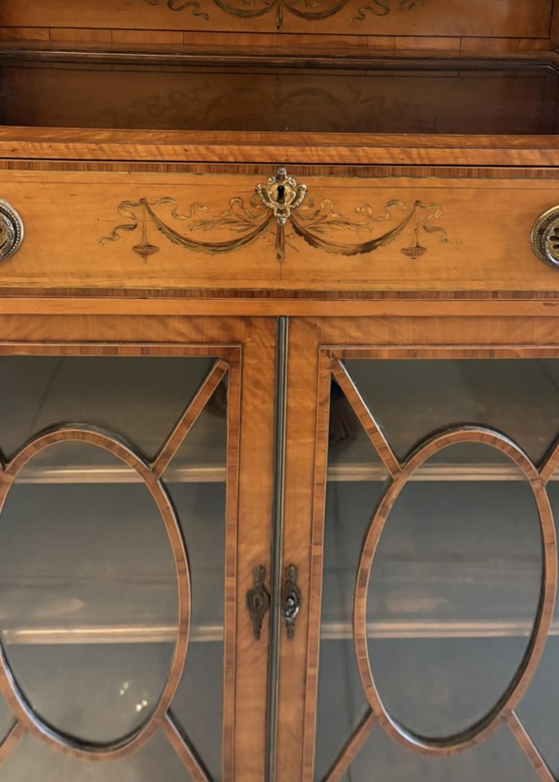 Rare Antique Georgian Sheraton Satinwood Marquetry Inlaid Display Cabinet - Image 13