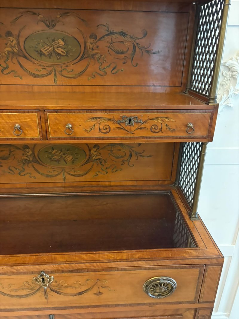 Rare Antique Georgian Sheraton Satinwood Marquetry Inlaid Display Cabinet - Image 16