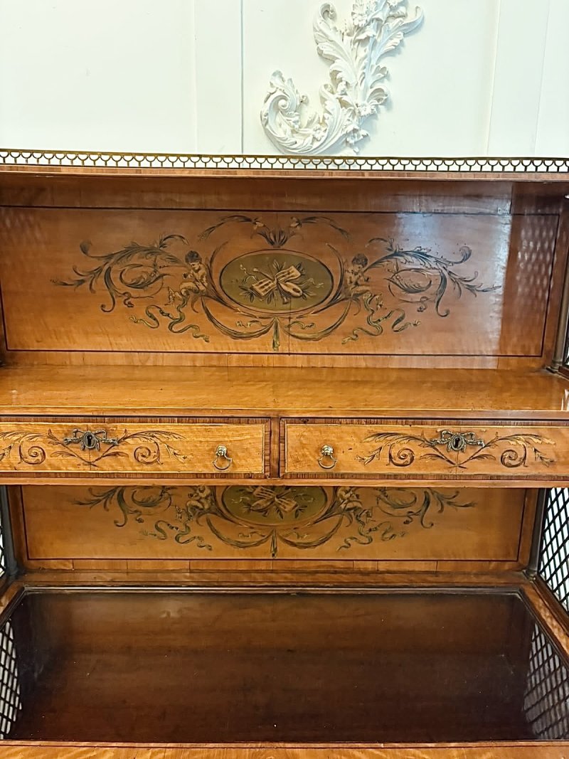 Rare Antique Georgian Sheraton Satinwood Marquetry Inlaid Display Cabinet - Image 18
