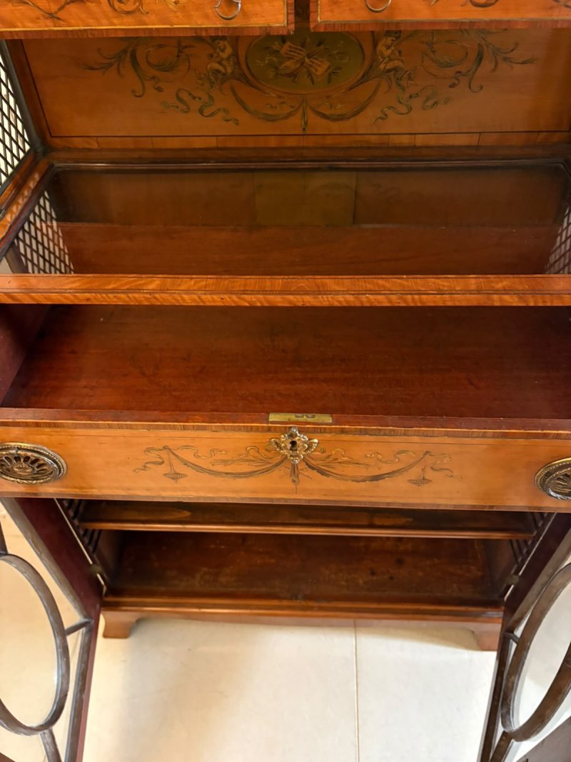 Rare Antique Georgian Sheraton Satinwood Marquetry Inlaid Display Cabinet - Image 14
