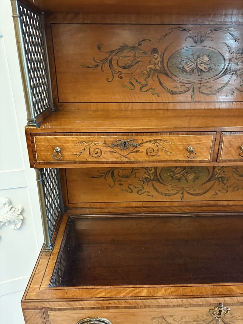 Rare Antique Georgian Sheraton Satinwood Marquetry Inlaid Display Cabinet - Image 19